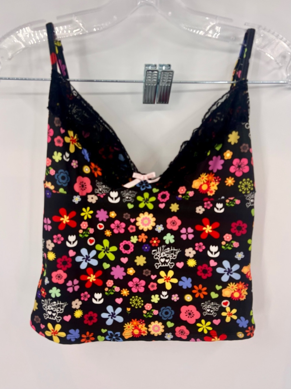 omighty lace camisole Black Floral & Skull Print S